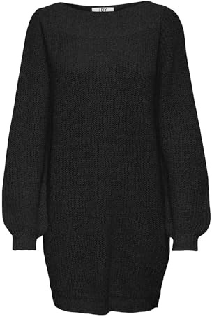 JDY Damen Jdywhitney Megan L/S Boat KNT Noos Dresses, Black/Detail:w Black Ply, XL EU