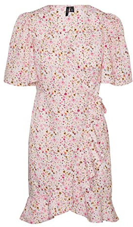 Vero Moda Femme Vmemma Henna 2/4 Robe Courte Wvn Ga, Parfait Pink/Aop:mille Flower, S