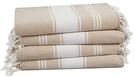 LANE LINEN Toalla de playa 100% algodón con bolsa, 4 toallas de gran tamaño, 39 x 71 pulgadas, absorbente para piscina, extra grande, toalla de viaje de arena, de secado rápido, color beige