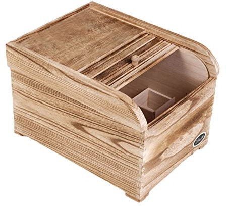 Distributeur de riz en bois massif, récipients de stockage de riz avec couvercle, grand distributeur de céréales en bois, distributeur de riz en bambou 22 livres for aliments secs dans la maison et la