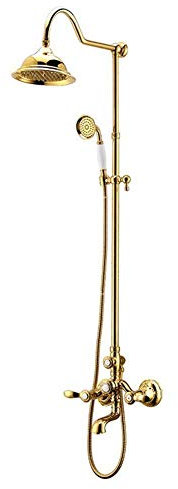 GoodBZ Pommeau de Douche rétro Mitigeur de Douche thermostatique Mitigeur de Douche Robinets de Douche en Laiton doré Mitigeur de Douche Antique Ensemble de Douche Chaud et Froid Ascenseu