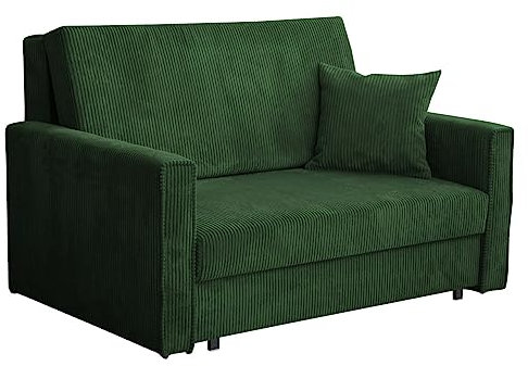 Mirjan24 Sofa Viva Bis Premium II mit Schlaffunktion, 2 Sitzer Polstersofa mit Bettkasten inkl. Kissen, Schlafsofa Sofagarnitur, Bettsofa, Wohnlandschaft, Stoff: Cord (Poso 14)