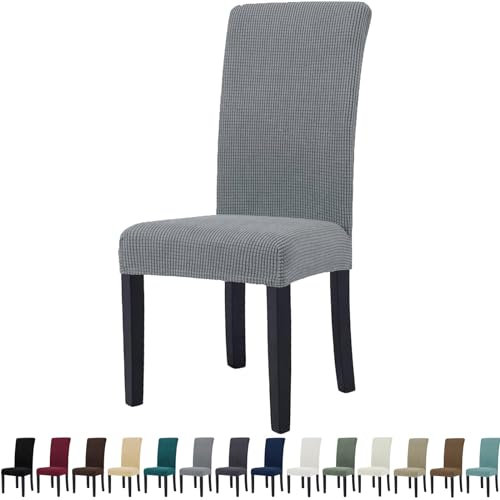 YSTELLAA Extensible Housse De Chaise 2 Pièces, Housse De Chaise Salle À Manger, Universel, Modern, Doux Confortable, Amovible Lavable, pour Mariage,Cuisine, Banquet, Gris Clair