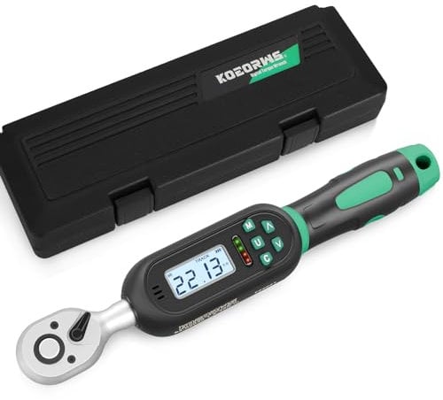 KOEORWS 1/4 Inch Drive Digital Torque Wrench, 1.11-22.13Ft.lb/1.5-30N.m, Small Electronic Torque Wrench with Preset Value, Buzzer & LED Indicator, 2% Accuracy for Bike, Bicycle