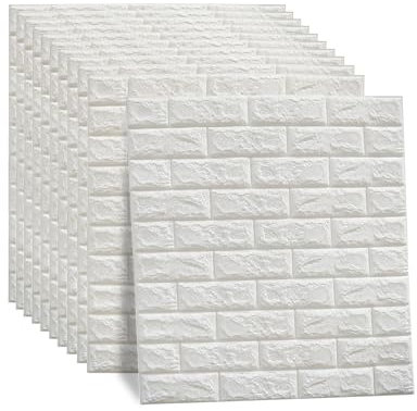 ACXIN Lot de 10 panneaux muraux 3D autocollants en brique, 77 x 70 cm, papier peint en pierre, bricolage, autocollant mural imperméable, papier peint adhésif pour cuisine, chambre à coucher, salle de