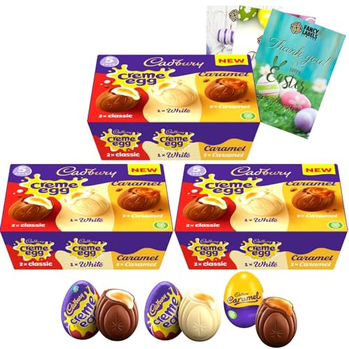 Creme Egg Chocolate Multipack With 3 Boxes of Mixed Creme Egg Chocolate 200g and 1 Fancy Labels Easter Card | Easter Gifts for Women, Men and Kids Egg Hunt