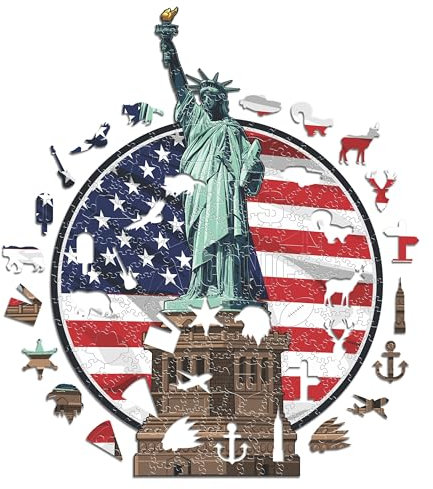 Iconic Puzzles, Statue of Liberty, 100% ökologisch nachhaltiges Holzpuzzle mit offizieller Lizenz, Größe S, 150 Teile