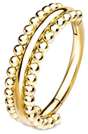 Stachelkleid Clicker Segmentring Piercing Chirurgenstahl 316l Kugel Design 1.2mm Ohrring Conch Snug Daith Rook Tragus Schick Elegant Septum Reihen Einfacher Verschluss Hypoallergen Gold, 8 mm