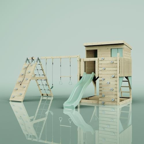 PolarPlay Spielturm Aksel aus Holz in Grün Trapezstange