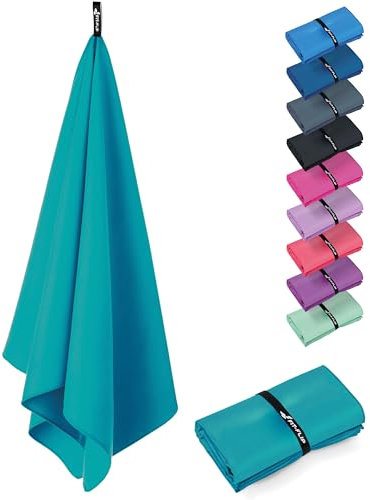 Fit-Flip Microfaser Handtücher - kompakt und leicht - Mikrofaser Handtuch schnelltrocknend - als Reisehandtuch, Sporthandtuch, Strandtuch - Badetuch groß (1x 100x50cm, Petrol Blue)