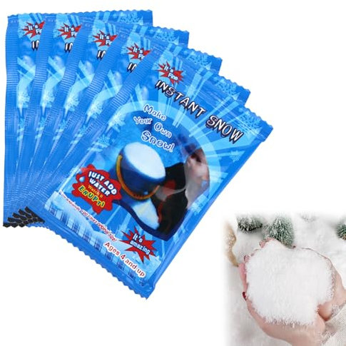 Neve Artificiale in Polvere,Neve Finta per Decorazione,Neve Decorativa per Fai da Te,Neve Artificiale Istantanea,Neve Istantanea,Neve Magica per Decorazioni Natalizie,5 Confezioni