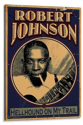 XFPOBH Leinwandbild mit Robert Johnson Blues-Gitarre, Vintage-Poster, Wandkunst, Bild, Heimdekoration, Druck für Schlafzimmer, Wohnzimmer, 30 x 45 cm, Rahmenstil