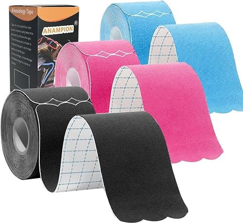 ANAMPION Kinesiotapes Vorgeschnitten Wellenstil(3 Rollen,5cm*5m) Kinesiologie Tape wasserfestes Physio Tape und Sporttape für den Sport für Knie Schulter und Ellenbogen Muskelstraffende Bänder(Mix)