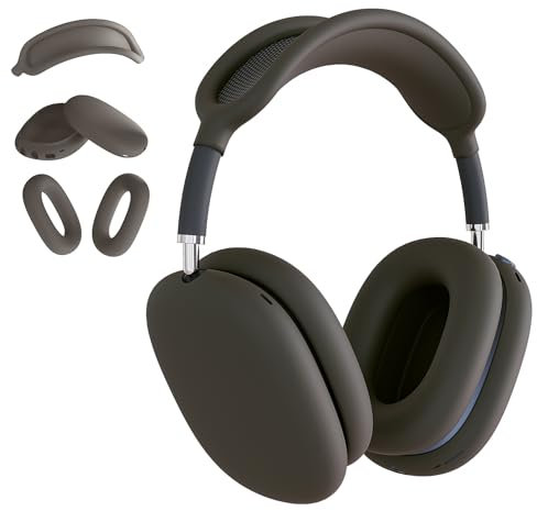 Foweroty Silikon-Schutzhülle für AirPod Max (2024/2020), Ohrpolster-Hülle, Ohrmuschel-Abdeckung, Kopfband-Abdeckung, kratzfest, Zubehör, Ultra-Schutzhülle für Apple AirPods Max (USB-C) (Space Gray)