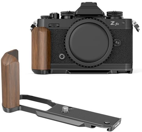 SMALLRIG Z fc Wooden Handgrip, L-Shape Grip Holder for Nikon Z fc Camera, Retro-Style Side Handle with 1/4-20 Threaded Hole, Cold Shoe, Quick Release Plate for Arca (Black) - 4802