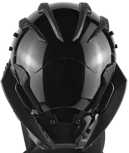 Marikito Punk Maske Für Herren, Flügel Der Zukunft, Halloween Cosplay Helm, Verstellbarer Haken, Geeignet Für Alle Erwachsenen. (Schwarz)