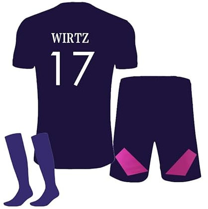 ZSJMY Neu Deutschland Trikot em 2024 für Erwachsene und Kinder, Heim Auswärtstrikot Nr.17 Fußball Trikot Fans Jersey Shorts Socken Trainingsanzug Set für Jungen und Herren (Auswärtstrikot 17, XS)