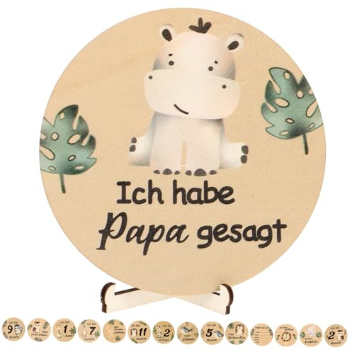 ASAKKURA Holz Monats Karten Mit Tiermotiven Holzscheiben Ständer Für Fotos Babyzimmer Dekoration Und Erinnerungen Erste Jahr