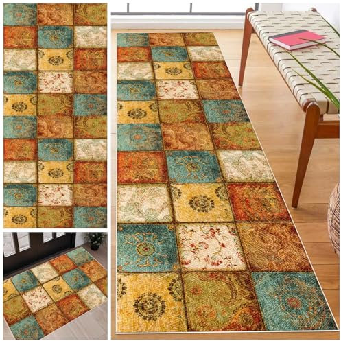 Laegnfho 40 x 60 cm Teppich Läufer Flur Küchenteppich Waschbar rutschfest Küchenläufer Modern Carpet Fussmatte Innen Teppichläufer Teppichläufer auf Maß Meterware Flurteppich für Küche FlurWohnraum