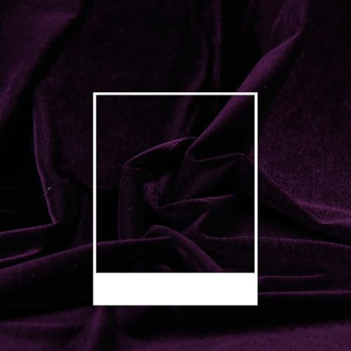AMateschitz Tessuto di velluto al metro, double face, in velluto, morbido ed elegante, in velluto di cotone, tinta unita, in 24 colori, per fai da te, da cucito, costumi, viola scuro, 10 m x 1,6 m
