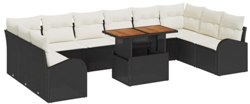 vidaXL Garten-Sofa-Set 11 STK. Schwarz Poly Rattan