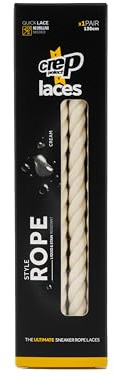 Crep Protect Shoe Laces – Stain-Resistant Sneaker Laces for Sneakers, Shoes & Boots – Fits Dunks, Air Force 1, Jordan, Timberland – 1 Pair (Rope Laces, Cream)