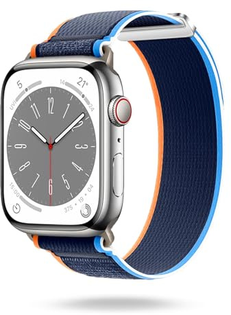ONEFLOW Nomad Strap Kompatibel mit Apple Watch SE 2 (44mm) Armband Outdoor aus Nylon Stoff, Sportarmband mit Klettverschluss, Textil iWatch Armbänder Damen Herren Sport, Ocean Abyss