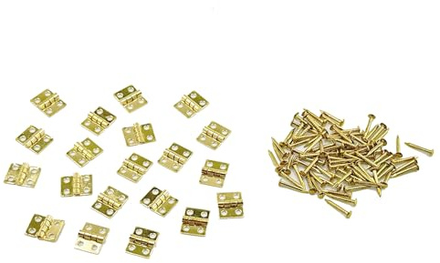 20PCS RC Car Mini Door Folding Hinge with Screws for RC Car Truck DIY Model Toy Hinge Parts (Gold)