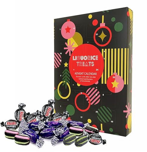 Assorted Liquorice Sweets Adventskalender 2025-24 Tage Weihnachten Countdown Kalender 2025 von Lakritz Toffe Candy Süßigkeiten 228g Tolle Weihnachtsgeschenke für Frauen, Wichtelgeschenke für Männer