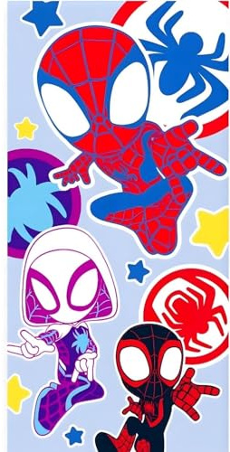 Spidey Strand- und Badetuch 70x140 cm, 100% Baumwolle | Weiches und saugfähiges Bade- und Schwimmtuch für Kinder | Offizielles Marvel Handtuch | Ideal für Strand, Bad und Pool
