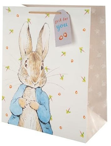 Hallmark Peter Rabbit Large Gift Bag, Birthday, Easter, Christening, White, Blue