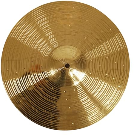 Packool 14 Inches Golden Crash Cymbal, 35.5 cm Crash Cymbal for Drum Set, Stainless Steel Percussion Accessory, Drum Set Replacement, Clear Sound, Versatile Use, Easy to Install, Smooth Finish