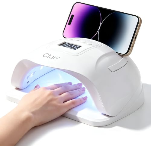LED UV Lampe für Gelnägel, Profi Nagellampe, schneller Nageltrockner | 4 Timer-Modi, im Auto Modus 120 sec, reagiert auf Bewegung, Handyhalterung, Bodenplatte abnehmbar, einfachen Transport