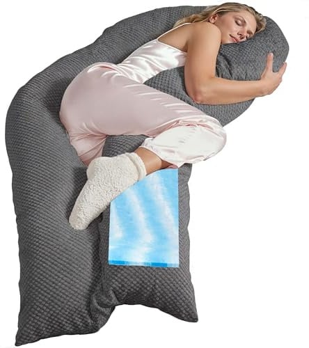 Traumreiter Seitenschläferkissen Visco XL langes Wendekissen Memory Foam [orthopädisch] + Watte Seite mit Bezug Grau Delux | Schwangerschaftskissen zum Schlafen, Stillkissen Kissen, Komfortkissen