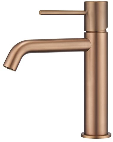 Imex - Robinet mitigeur de lavabo bas | Laiton avec cartouche céramique Ø26 mm | Couleur or rose brossé