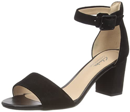 Clarks Femme Deva Mae Escarpins bride cheville, Noir Black Leather, 39 EU