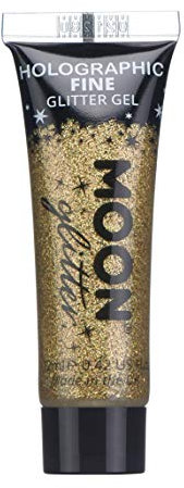 Gel Brillante Holográfico para la Cara y el Cuerpo por Moon Glitter - 12ml - Dorado - Pintura Facial Brillante