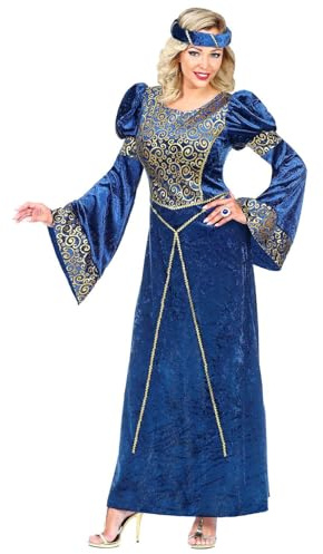 W WIDMANN MILANO Party Fashion - Robe Renaissance pour femme | Ensemble 2 pièces avec robe et diadème, costume médiéval, princesse, reine, carnaval, soirée à thème