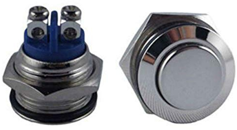 TronicXL 16mm IP65 Klingel Taster Taste Drücker F Drucktaster Knopf KFZ Klingelknopf Hupe Hupenknopf 12V 24V 48V 2A Türklingel Klingelknopf Klingeltaster