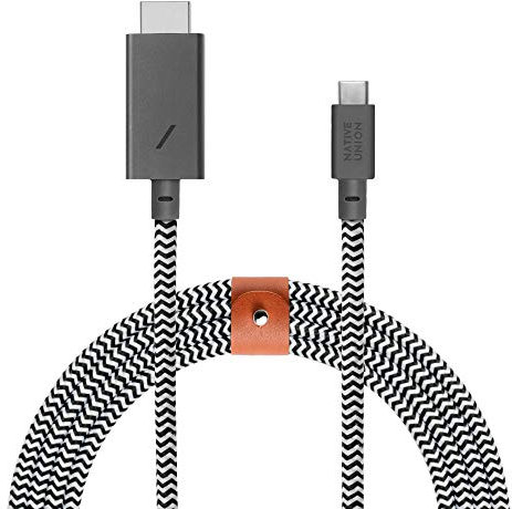 NATIVE UNION BELT HDMI da USB-C a HDMI - Cavo Rinforzato Ultra Resistente da 3 Metri [Certificato MFi] per dispositivi USB-C