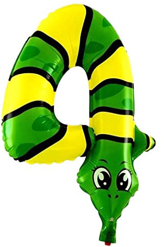Kopper-24 Folienballon Zahl 4, ca. 40 cm, Tier Motiv - Luftballon XXL Nummer Riesen Ballon Zahlenballon Mädchen Junge Deko Riesenzahl Party Hochzeit Kindergeburtstag zum Geburtstag