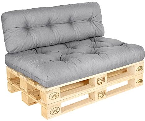 Pillows24 – Palettenkissen – 2-teiliges Set | Palettenauflage für Palettensofa | Sitz- und Rückenkissen für Europaletten | Palettenmöbel Indoor & Outdoor, UV-beständig | Made in EU | Grau