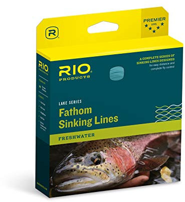 Rio Products Fathom CleanSweep schnell sinkende Fliegenschnur (WF8S4/S6/I) – 8 Gewicht, Gewicht nach vorne, Typ 4 Spüle/Typ 6 Spüle/Zwischenspüle, transparent/schwarz/helles Aqua