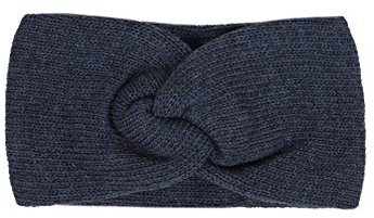 Zwillingsherz Stirnband mit Zopf-Knoten - Hochwertiges Strick-Kopfband für Damen Frauen Mädchen - Kaschmir - Ohrenschutz - Haarband - warm weich und luftig für Frühjahr Herbst und Winter - jeans