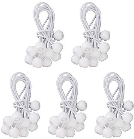 DHOUTDOORS 50x Spanngummi Planenspanner mit Kugel Gummischlaufen Zeltgummis Weiß zum Befestigen von Planen für Partyzelt Pavillon Zelt 150mm