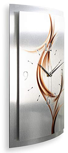 Kreative Feder 3D Designer-Wanduhr Abstrakte Linien in modernem Metallic-Design; leise Funkuhr mit glänzendem Motiv wahlweise in Zwei Größen (Abstrakte Linien, 80x40cm; leises Funkuhrwerk)