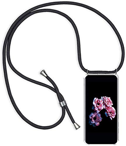 HongMan Handykette Handyhülle für Samsung Galaxy Note 8 mit Band - Transparent Handy-Kette Handy Hülle mit Kordel zum Umhängen Handyanhänger Halsband Lanyard Case - Schwarz