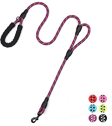 Strong Rope Dog lead 6ft Long with Two Padded Handles,Heavy Duty,Reflective Double Handle Training Dog Lead for Large Dogs or Medium Dogs,Dual Handles Leash(Purple)
