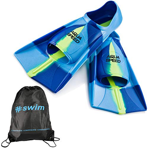 Aqua Speed Fusion Aletas largas de natación para Adultos y niños + ULTRAPOWER #Swim | Aletas de Buceo | azul/mix/82 | Tamaño: 33/34