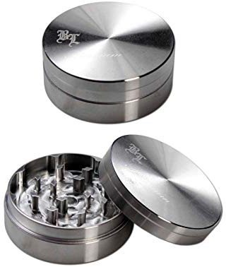Black Leaf Edelstahl Grinder Kräutermühle 2-tlg Ø39mm H:15mm Diamantschliff-Zähne + Sticker